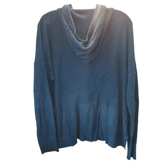 Michael Michael Kors Dark Teal Waffle Hooded Front Pocket Sweater M/L - Picture 5 of 5